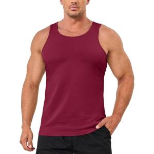 imageMAGCOMSEN Mens Tank Top Cotton Sleeveless Shirt Lightweight Muscle Tank Tee ShirtWine Red