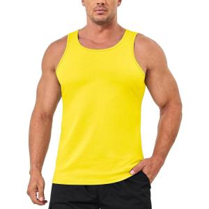imageMAGCOMSEN Mens Tank Top Cotton Sleeveless Shirt Lightweight Muscle Tank Tee ShirtYellow