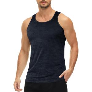 imageMAGCOMSEN Mens Tank Tops Quick Dry Workout Sleeveless Gym Muscle Shirts Athletic Bodybuilding Tee ShirtBlack
