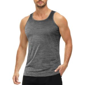 imageMAGCOMSEN Mens Tank Tops Quick Dry Workout Sleeveless Gym Muscle Shirts Athletic Bodybuilding Tee ShirtDark Grey