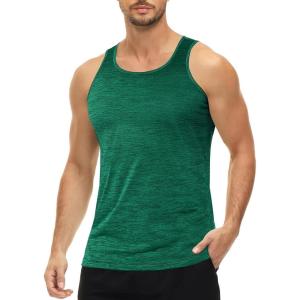 imageMAGCOMSEN Mens Tank Tops Quick Dry Workout Sleeveless Gym Muscle Shirts Athletic Bodybuilding Tee ShirtJade Green