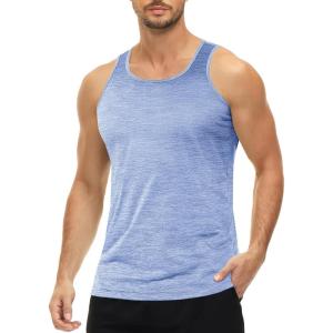 imageMAGCOMSEN Mens Tank Tops Quick Dry Workout Sleeveless Gym Muscle Shirts Athletic Bodybuilding Tee ShirtLight Blue