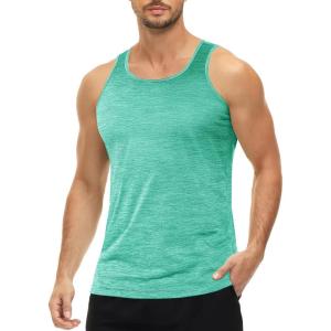 imageMAGCOMSEN Mens Tank Tops Quick Dry Workout Sleeveless Gym Muscle Shirts Athletic Bodybuilding Tee ShirtLight Green