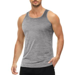 imageMAGCOMSEN Mens Tank Tops Quick Dry Workout Sleeveless Gym Muscle Shirts Athletic Bodybuilding Tee ShirtLight Grey