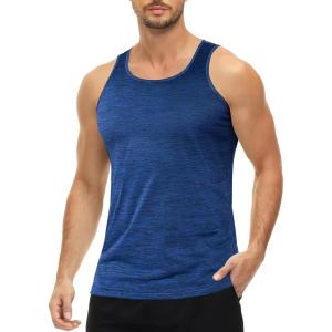 imageMAGCOMSEN Mens Tank Tops Quick Dry Workout Sleeveless Gym Muscle Shirts Athletic Bodybuilding Tee ShirtMedium Blue