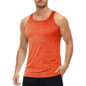 imageMAGCOMSEN Mens Tank Tops Quick Dry Workout Sleeveless Gym Muscle Shirts Athletic Bodybuilding Tee ShirtOrange