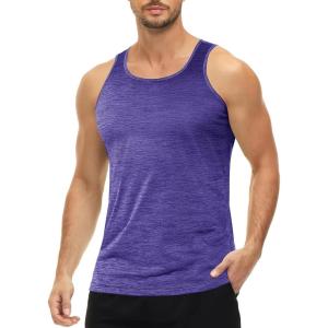imageMAGCOMSEN Mens Tank Tops Quick Dry Workout Sleeveless Gym Muscle Shirts Athletic Bodybuilding Tee ShirtViolet