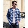 imageMAGCOMSEN Mens Flannel Shirts Cotton Long Sleeve Plaid Shirt Casual Fashion Button Up Shirts Jackets with 2 PocketsBlack Grey