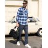imageMAGCOMSEN Mens Flannel Shirts Cotton Long Sleeve Plaid Shirt Casual Fashion Button Up Shirts Jackets with 2 PocketsBlack Grey