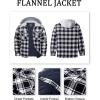 imageMAGCOMSEN Mens Quilted Lined Flannel Hoodie Jacket Cotton Button Down Shirt Jacket Long Sleeve Plaid Shirt ShacketBlack