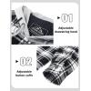 imageMAGCOMSEN Mens Quilted Lined Flannel Hoodie Jacket Cotton Button Down Shirt Jacket Long Sleeve Plaid Shirt ShacketBlack