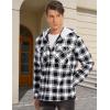 imageMAGCOMSEN Mens Quilted Lined Flannel Hoodie Jacket Cotton Button Down Shirt Jacket Long Sleeve Plaid Shirt ShacketBlack