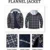 imageMAGCOMSEN Mens Quilted Lined Flannel Hoodie Jacket Cotton Button Down Shirt Jacket Long Sleeve Plaid Shirt ShacketBlack Grey