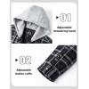 imageMAGCOMSEN Mens Quilted Lined Flannel Hoodie Jacket Cotton Button Down Shirt Jacket Long Sleeve Plaid Shirt ShacketBlack Grey