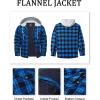 imageMAGCOMSEN Mens Quilted Lined Flannel Hoodie Jacket Cotton Button Down Shirt Jacket Long Sleeve Plaid Shirt ShacketBlue