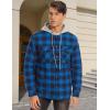 imageMAGCOMSEN Mens Quilted Lined Flannel Hoodie Jacket Cotton Button Down Shirt Jacket Long Sleeve Plaid Shirt ShacketBlue