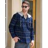 imageMAGCOMSEN Mens Quilted Lined Flannel Hoodie Jacket Cotton Button Down Shirt Jacket Long Sleeve Plaid Shirt ShacketBlue Grey