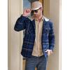 imageMAGCOMSEN Mens Quilted Lined Flannel Hoodie Jacket Cotton Button Down Shirt Jacket Long Sleeve Plaid Shirt ShacketBlue Grey