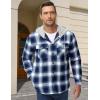 imageMAGCOMSEN Mens Quilted Lined Flannel Hoodie Jacket Cotton Button Down Shirt Jacket Long Sleeve Plaid Shirt ShacketBlue White