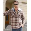 imageMAGCOMSEN Mens Quilted Lined Flannel Hoodie Jacket Cotton Button Down Shirt Jacket Long Sleeve Plaid Shirt ShacketBrown