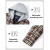 imageMAGCOMSEN Mens Quilted Lined Flannel Hoodie Jacket Cotton Button Down Shirt Jacket Long Sleeve Plaid Shirt ShacketBrown