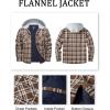 imageMAGCOMSEN Mens Quilted Lined Flannel Hoodie Jacket Cotton Button Down Shirt Jacket Long Sleeve Plaid Shirt ShacketBrown