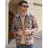 imageMAGCOMSEN Mens Quilted Lined Flannel Hoodie Jacket Cotton Button Down Shirt Jacket Long Sleeve Plaid Shirt ShacketBrown