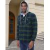 imageMAGCOMSEN Mens Quilted Lined Flannel Hoodie Jacket Cotton Button Down Shirt Jacket Long Sleeve Plaid Shirt ShacketGreen