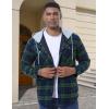 imageMAGCOMSEN Mens Quilted Lined Flannel Hoodie Jacket Cotton Button Down Shirt Jacket Long Sleeve Plaid Shirt ShacketGreen