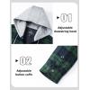 imageMAGCOMSEN Mens Quilted Lined Flannel Hoodie Jacket Cotton Button Down Shirt Jacket Long Sleeve Plaid Shirt ShacketGreen