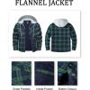 imageMAGCOMSEN Mens Quilted Lined Flannel Hoodie Jacket Cotton Button Down Shirt Jacket Long Sleeve Plaid Shirt ShacketGreen