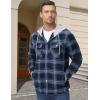 imageMAGCOMSEN Mens Quilted Lined Flannel Hoodie Jacket Cotton Button Down Shirt Jacket Long Sleeve Plaid Shirt ShacketGrey Blue