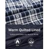 imageMAGCOMSEN Mens Quilted Lined Flannel Hoodie Jacket Cotton Button Down Shirt Jacket Long Sleeve Plaid Shirt ShacketNavy