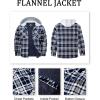 imageMAGCOMSEN Mens Quilted Lined Flannel Hoodie Jacket Cotton Button Down Shirt Jacket Long Sleeve Plaid Shirt ShacketNavy