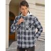 imageMAGCOMSEN Mens Quilted Lined Flannel Hoodie Jacket Cotton Button Down Shirt Jacket Long Sleeve Plaid Shirt ShacketNavy