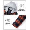imageMAGCOMSEN Mens Quilted Lined Flannel Hoodie Jacket Cotton Button Down Shirt Jacket Long Sleeve Plaid Shirt ShacketOrange