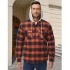 imageMAGCOMSEN Mens Quilted Lined Flannel Hoodie Jacket Cotton Button Down Shirt Jacket Long Sleeve Plaid Shirt ShacketOrange