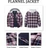 imageMAGCOMSEN Mens Quilted Lined Flannel Hoodie Jacket Cotton Button Down Shirt Jacket Long Sleeve Plaid Shirt ShacketRed