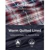 imageMAGCOMSEN Mens Quilted Lined Flannel Hoodie Jacket Cotton Button Down Shirt Jacket Long Sleeve Plaid Shirt ShacketRed