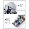 imageMAGCOMSEN Mens Quilted Lined Flannel Hoodie Jacket Cotton Button Down Shirt Jacket Long Sleeve Plaid Shirt ShacketYellow