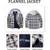 imageMAGCOMSEN Mens Quilted Lined Flannel Hoodie Jacket Cotton Button Down Shirt Jacket Long Sleeve Plaid Shirt ShacketYellow