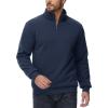 imageMAGCOMSEN Mens Sherpa Lined Quarter Zip Fleece Heavyweight Pullover Winter Warm SweatshirtsNavy