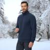 imageMAGCOMSEN Mens Sherpa Lined Quarter Zip Fleece Heavyweight Pullover Winter Warm SweatshirtsNavy