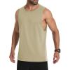 imageMAGCOMSEN Mens Tank Top Cotton Sleeveless Muscle Cut Off T Shirts Gym Workout Tank Tops Summer Beach TanksKhaki
