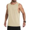 imageMAGCOMSEN Mens Tank Top Cotton Sleeveless Muscle Cut Off T Shirts Gym Workout Tank Tops Summer Beach TanksLight Apricot