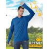 imageMAGCOMSEN Mens UPF 50 Hoodie Lightweight Long Sleeve Sun Protection Shirts Rash Guard Athletic Fishing Running Swim ShirtMiddle Blue