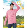 imageMAGCOMSEN Mens UPF 50 Hoodie Lightweight Long Sleeve Sun Protection Shirts Rash Guard Athletic Fishing Running Swim ShirtPink