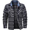 imageMAGCOMSEN Mens Flannel Shirts Cotton Long Sleeve Plaid Shirt Casual Fashion Button Up Shirts Jackets with 2 PocketsBlack Grey