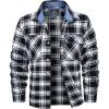 imageMAGCOMSEN Mens Flannel Shirts Cotton Long Sleeve Plaid Shirt Casual Fashion Button Up Shirts Jackets with 2 PocketsBlack White