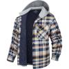 imageMAGCOMSEN Mens Quilted Lined Flannel Hoodie Jacket Cotton Button Down Shirt Jacket Long Sleeve Plaid Shirt ShacketYellow